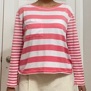 Polo by Ralph Lauren Ladies’ Size Medium Pink & White Striped Longsleeved Tshirt